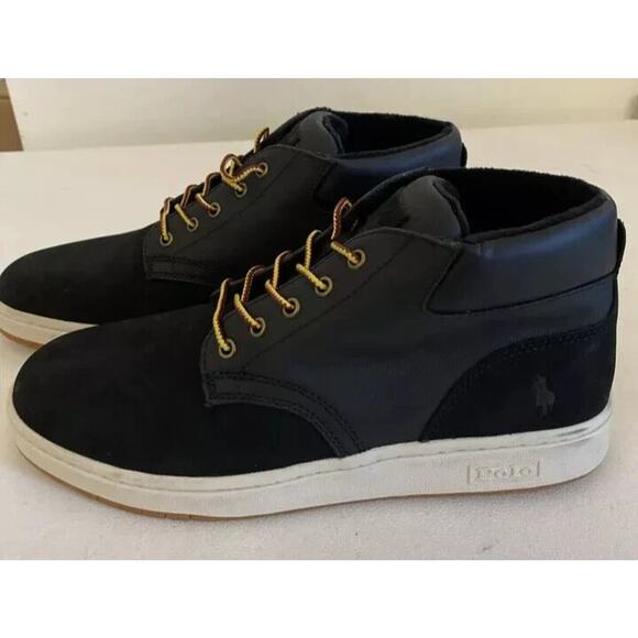 Polo Ralph Lauren Mens Black Shrunken Nubuck & Canvas Sneaker Boot Choose Size main image 4
